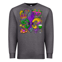 Charcoal Heather mardi gras fleur de lis Premium Sweatshirt - LillyAllenDesigns