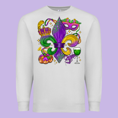 Mardi Gras Fleur De Lis Premium Sweatshirt Designed By Lillyallendesigns