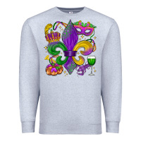 Heather Grey mardi gras fleur de lis Premium Sweatshirt - LillyAllenDesigns