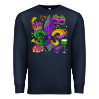Navy mardi gras fleur de lis Premium Sweatshirt - LillyAllenDesigns