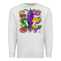 Oatmeal Heather mardi gras fleur de lis Premium Sweatshirt - LillyAllenDesigns