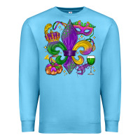 Ocean Blue mardi gras fleur de lis Premium Sweatshirt - LillyAllenDesigns