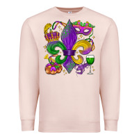 Pale Pink mardi gras fleur de lis Premium Sweatshirt - LillyAllenDesigns