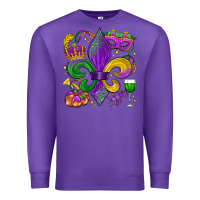Purple mardi gras fleur de lis Premium Sweatshirt - LillyAllenDesigns