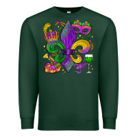 Sports Green mardi gras fleur de lis Premium Sweatshirt - LillyAllenDesigns