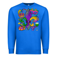 True Royal mardi gras fleur de lis Premium Sweatshirt - LillyAllenDesigns