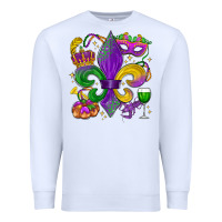 White mardi gras fleur de lis Premium Sweatshirt - LillyAllenDesigns