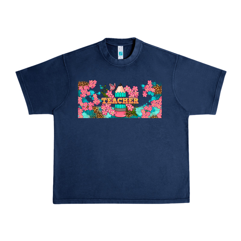 Teacher Floral Pencil Libbey Glass Urban Heavy Tee by BundleAndBundleShop | Teevron