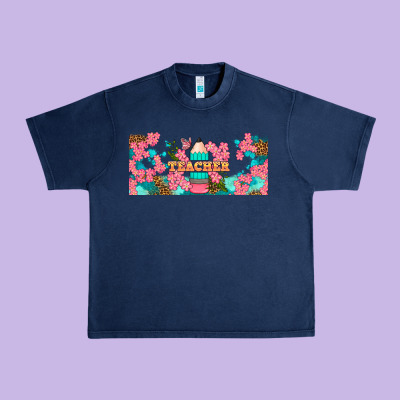 Teacher Floral Pencil Libbey Glass Urban Heavy Tee Designed By Bundleandbundleshop