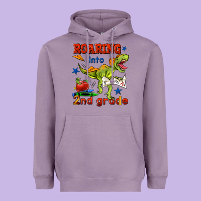 Roaring Into 2nd Grade Heavyweight Hoodie Designed By Bundleandbundleshop