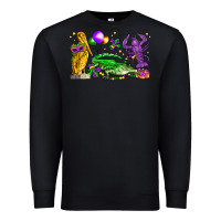 Black mardi gras pelican alligator and crawfish Premium Sweatshirt - LillyAllenDesigns