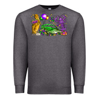 Charcoal Heather mardi gras pelican alligator and crawfish Premium Sweatshirt - LillyAllenDesigns