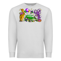 Dove Grey mardi gras pelican alligator and crawfish Premium Sweatshirt - LillyAllenDesigns
