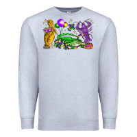 Heather Grey mardi gras pelican alligator and crawfish Premium Sweatshirt - LillyAllenDesigns
