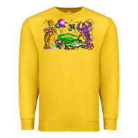 Lemon mardi gras pelican alligator and crawfish Premium Sweatshirt - LillyAllenDesigns