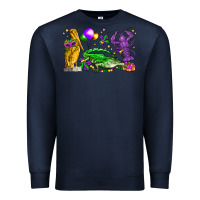 Navy mardi gras pelican alligator and crawfish Premium Sweatshirt - LillyAllenDesigns