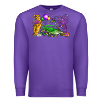 Purple mardi gras pelican alligator and crawfish Premium Sweatshirt - LillyAllenDesigns