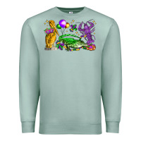 Seafoam mardi gras pelican alligator and crawfish Premium Sweatshirt - LillyAllenDesigns