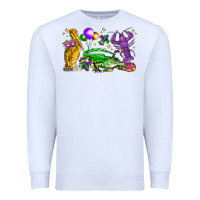 White mardi gras pelican alligator and crawfish Premium Sweatshirt - LillyAllenDesigns