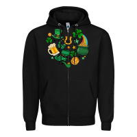 Black st. patrick heart doodle Zipper Hoodie - MaliasSmallBusiness