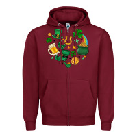 Burgundy st. patrick heart doodle Zipper Hoodie - MaliasSmallBusiness