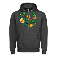 Charcoal Heather st. patrick heart doodle Zipper Hoodie - MaliasSmallBusiness