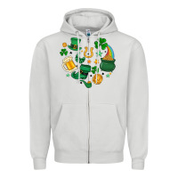 Dove Grey st. patrick heart doodle Zipper Hoodie - MaliasSmallBusiness