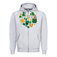 Heather Grey st. patrick heart doodle Zipper Hoodie - MaliasSmallBusiness
