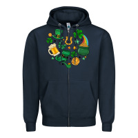 Navy st. patrick heart doodle Zipper Hoodie - MaliasSmallBusiness