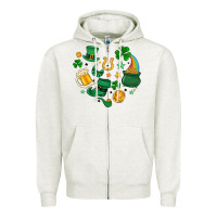 Oatmeal Heather st. patrick heart doodle Zipper Hoodie - MaliasSmallBusiness