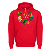Red st. patrick heart doodle Zipper Hoodie - MaliasSmallBusiness