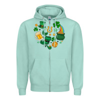 Seafoam st. patrick heart doodle Zipper Hoodie - MaliasSmallBusiness