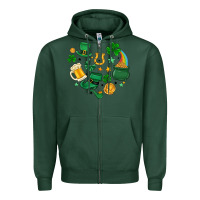 Sports Green st. patrick heart doodle Zipper Hoodie - MaliasSmallBusiness