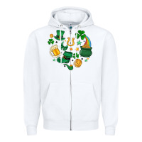 White st. patrick heart doodle Zipper Hoodie - MaliasSmallBusiness