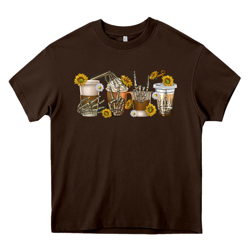 Skeleton Hands Coffee Cups Heavy Core Tee by texasbilliewilder | Teevron