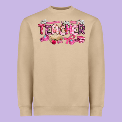 Breast Cancer Teacher Heavyweight Sweatshirt Designed By Artiststas