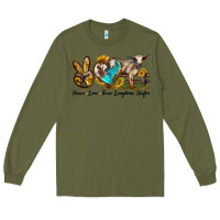 Army Green peace love longhorn heifer Long Sleeve Tee - LillyAllenDesigns