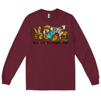 Burgundy peace love longhorn heifer Long Sleeve Tee - LillyAllenDesigns