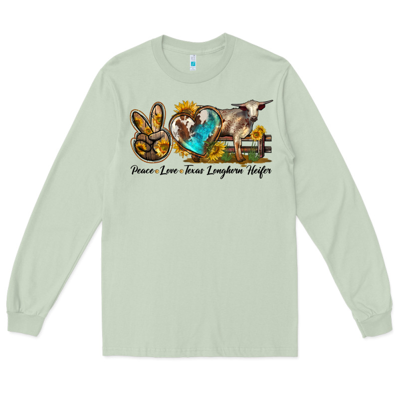 Peace Love Longhorn Heifer Long Sleeve Tee by LillyAllenDesigns | Teevron