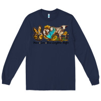 Navy peace love longhorn heifer Long Sleeve Tee - LillyAllenDesigns