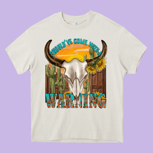 Shouldve Come With A Warning Heavy Core Tee Designed By Texasbilliewilder