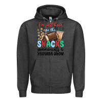 Charcoal Heather im just here for the snacks commercials and  halftime show Zipper Hoodie - MaliasSmallBusiness