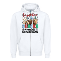 White im just here for the snacks commercials and  halftime show Zipper Hoodie - MaliasSmallBusiness