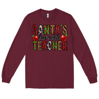 Burgundy santa's favorite teacher Long Sleeve Tee - Jasminsmagicworld