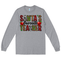 Heather Grey santa's favorite teacher Long Sleeve Tee - Jasminsmagicworld
