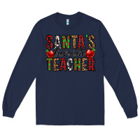 Navy santa's favorite teacher Long Sleeve Tee - Jasminsmagicworld