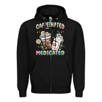 Black caffeinated and medicated Zipper Hoodie - MaliasSmallBusiness