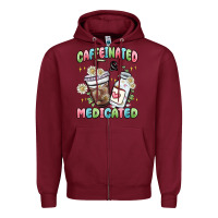 Burgundy caffeinated and medicated Zipper Hoodie - MaliasSmallBusiness