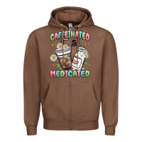Chestnut caffeinated and medicated Zipper Hoodie - MaliasSmallBusiness