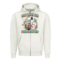 Oatmeal Heather caffeinated and medicated Zipper Hoodie - MaliasSmallBusiness